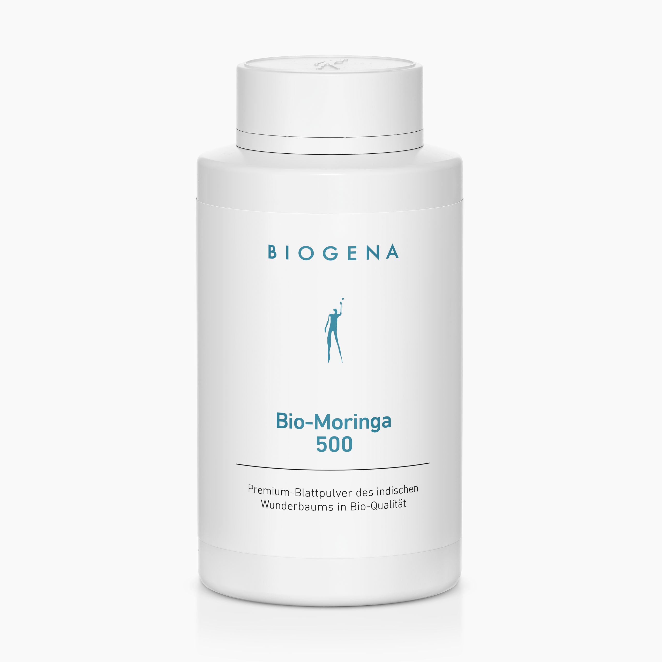 Biogena, Bio-Moringa 500, Flasche, weiß, Premium-Blattpulver des indischen Wunderbaums in Bio-Qualität