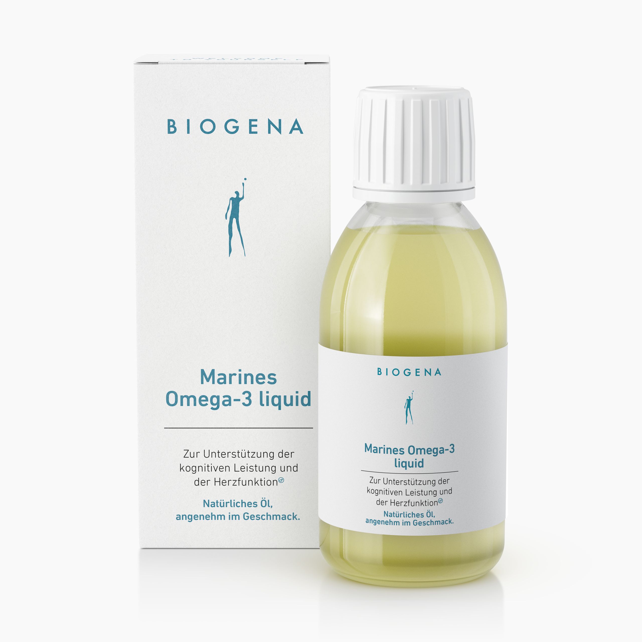 Biogena, Marines Omega-3 liquid, Bottle, white, For supporting cognitive performance and heart function® Natural oil, pleasant in taste.