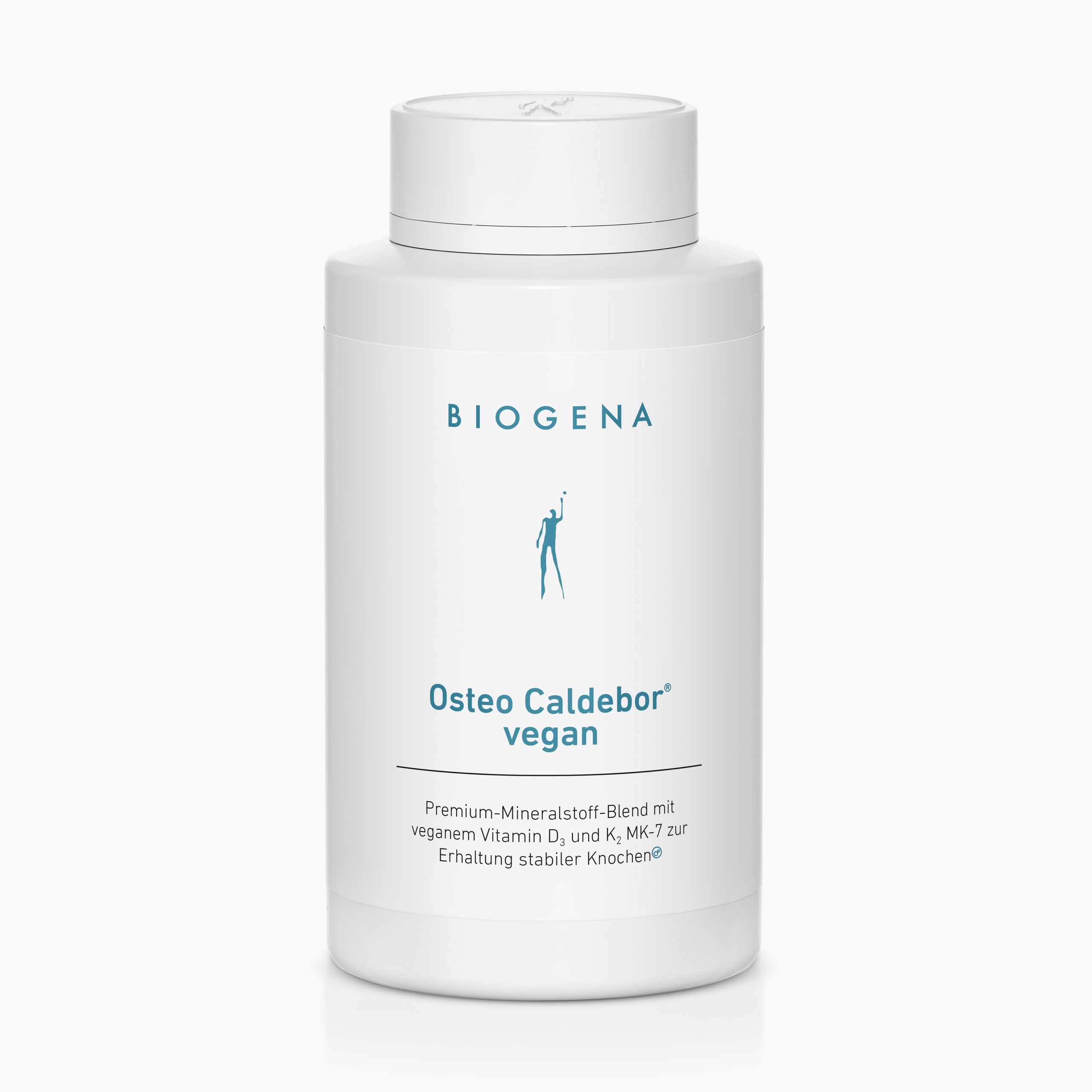 Biogena, Osteo Caldebor® vegan, Bottle, white, Premium mineral blend with vegan vitamin D3 and K2 MK-7 for maintaining stable bones®