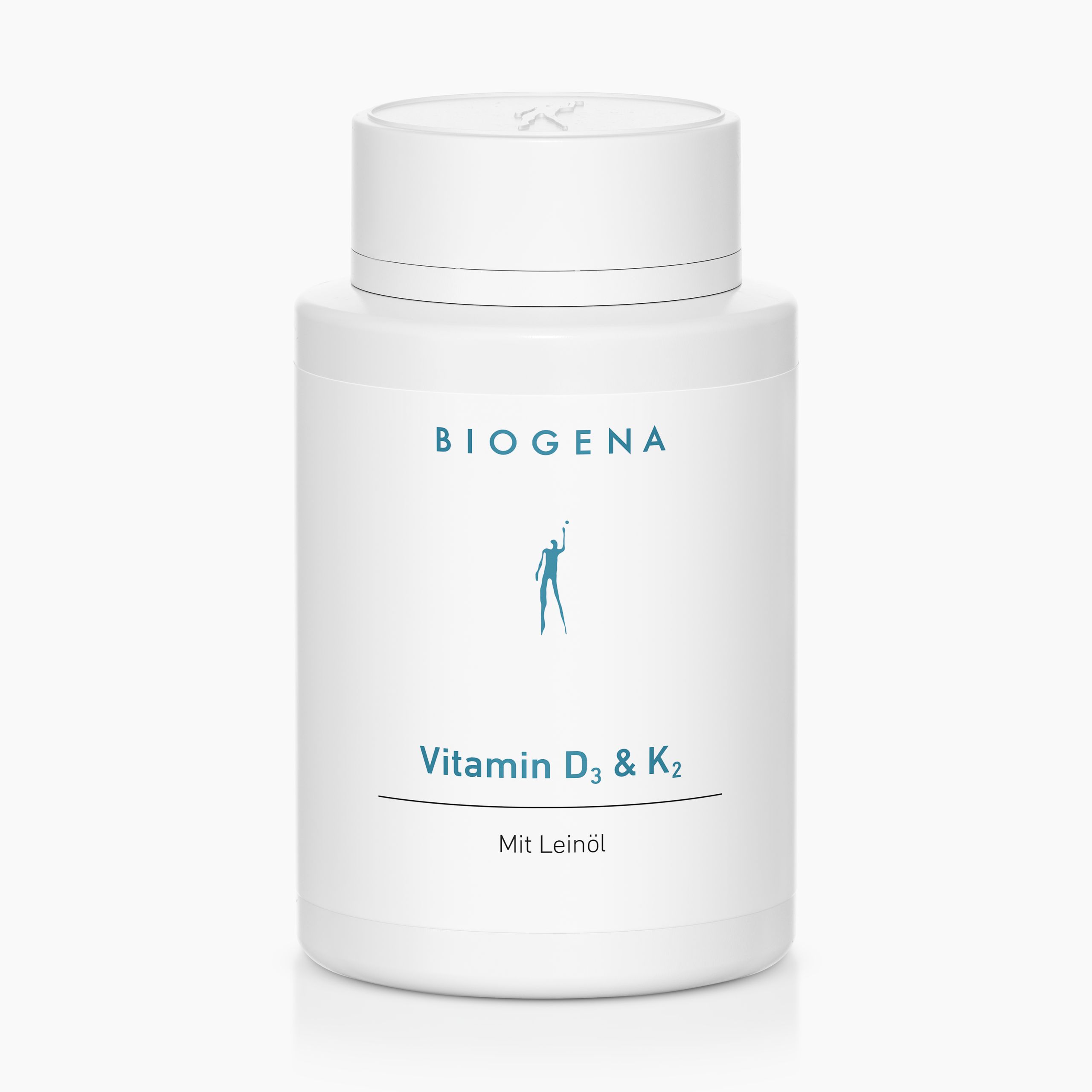 Biogena, Vitamin D₃ & K₂, Flasche, weiß, Mit Leinöl