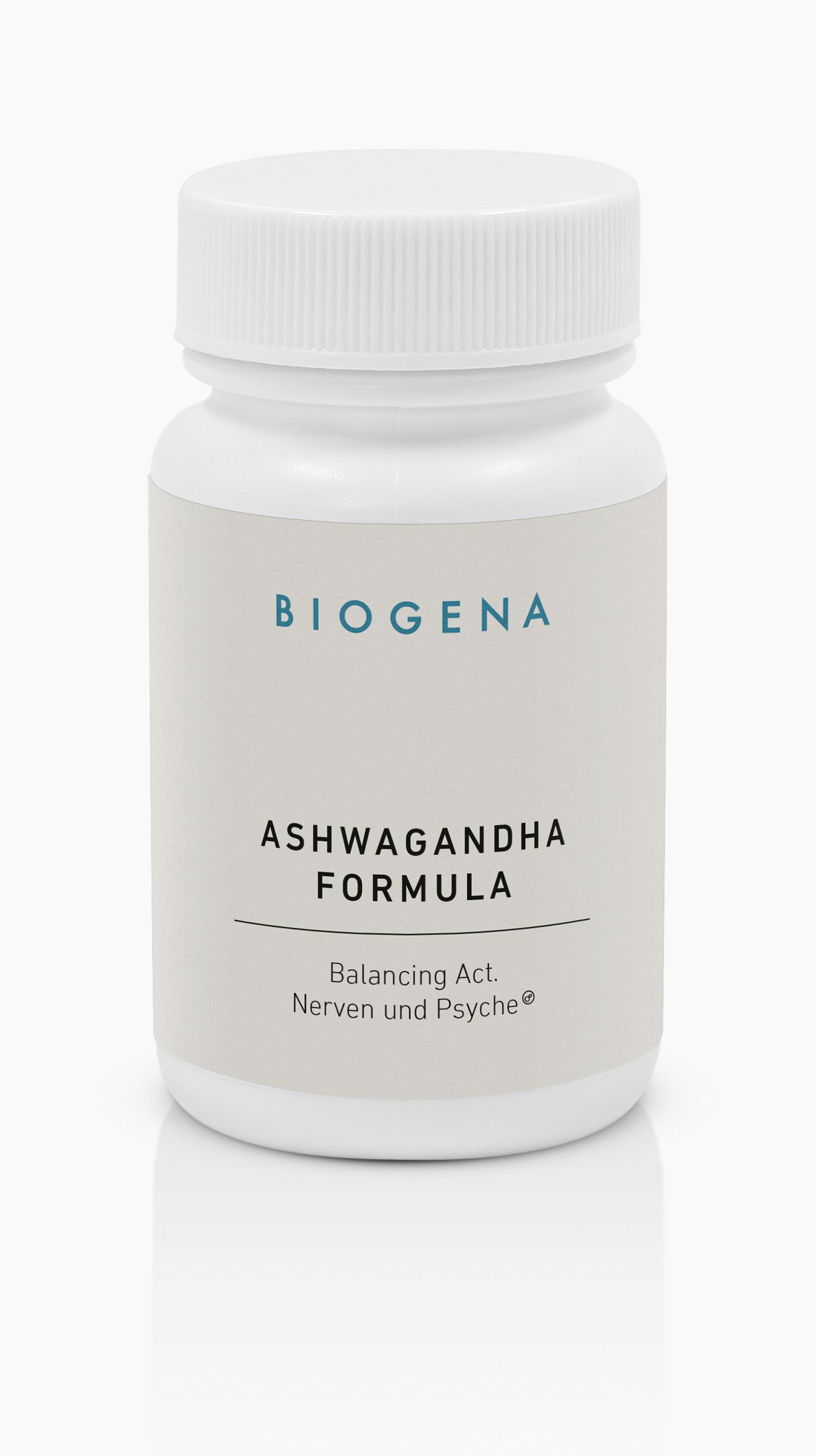 Biogena, ASHWAGANDHA FORMULA, Bottle, white, Balancing Act. Nerves and Psyche®