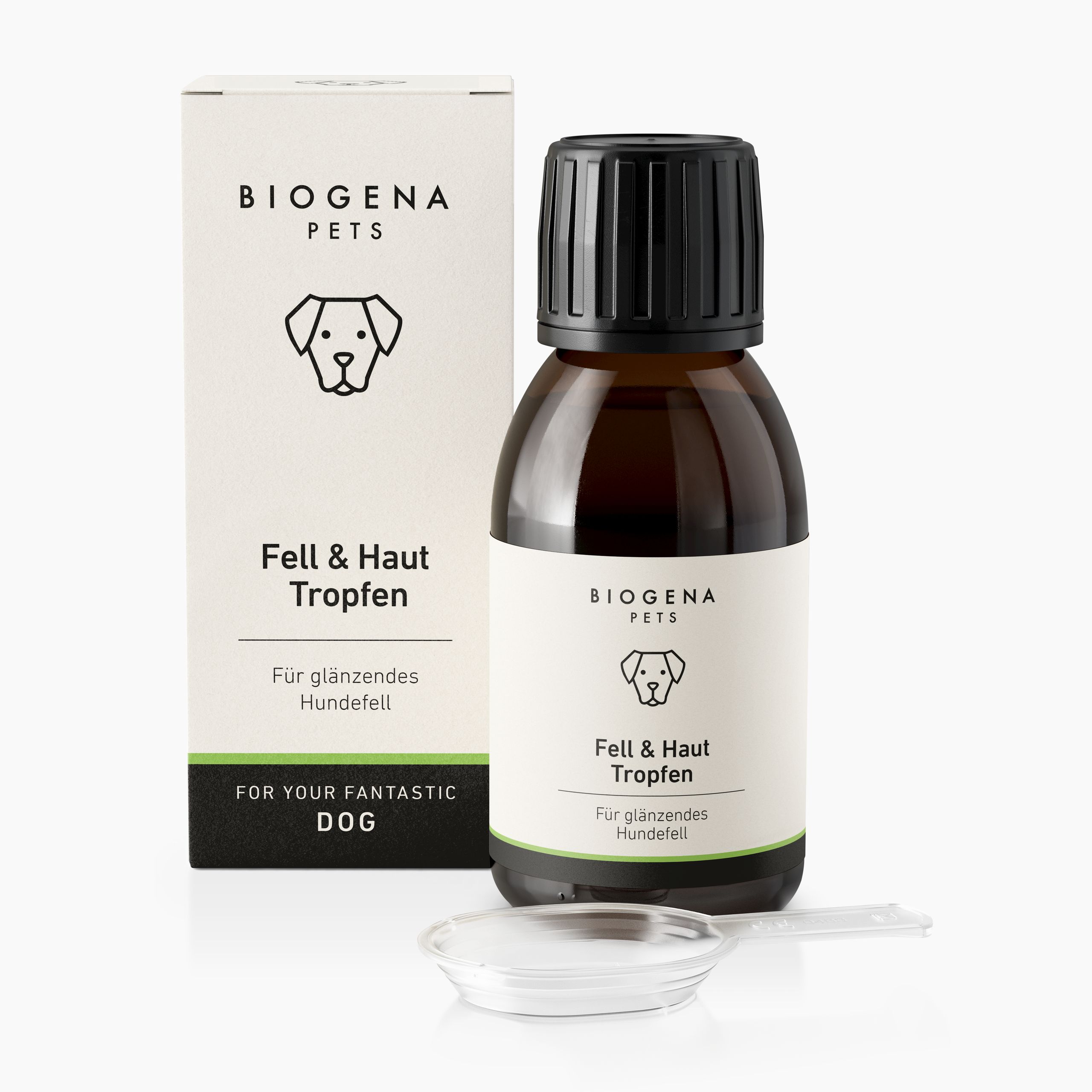 Biogena, Fell & Haut Tropfen, Bottiglia, bianco, Per un pelo del cane lucente