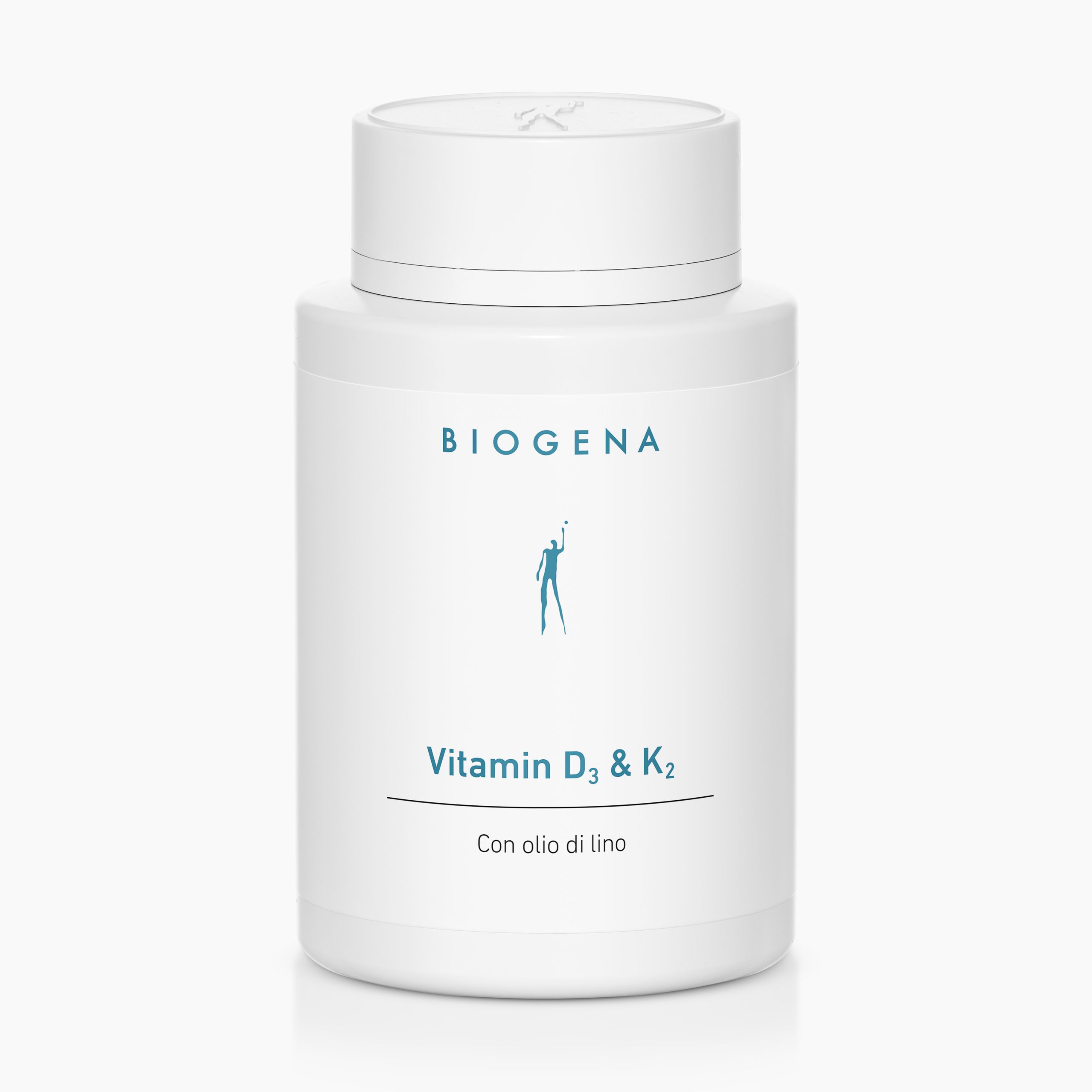 Biogena, Vitamin D₃ & K₂, Bottiglia, bianco, Con olio di lino