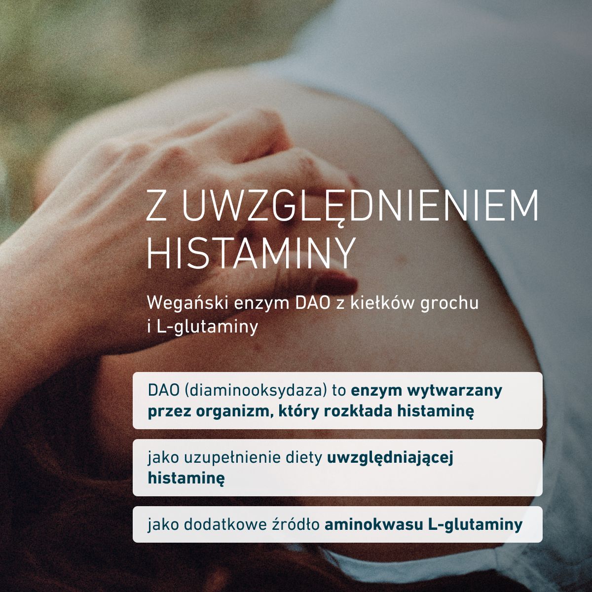 Biogena, DAOZym® vegan, Butelka, biały, Z diaminooksydazą (DAO) z kiełków grochu i L-glutaminą