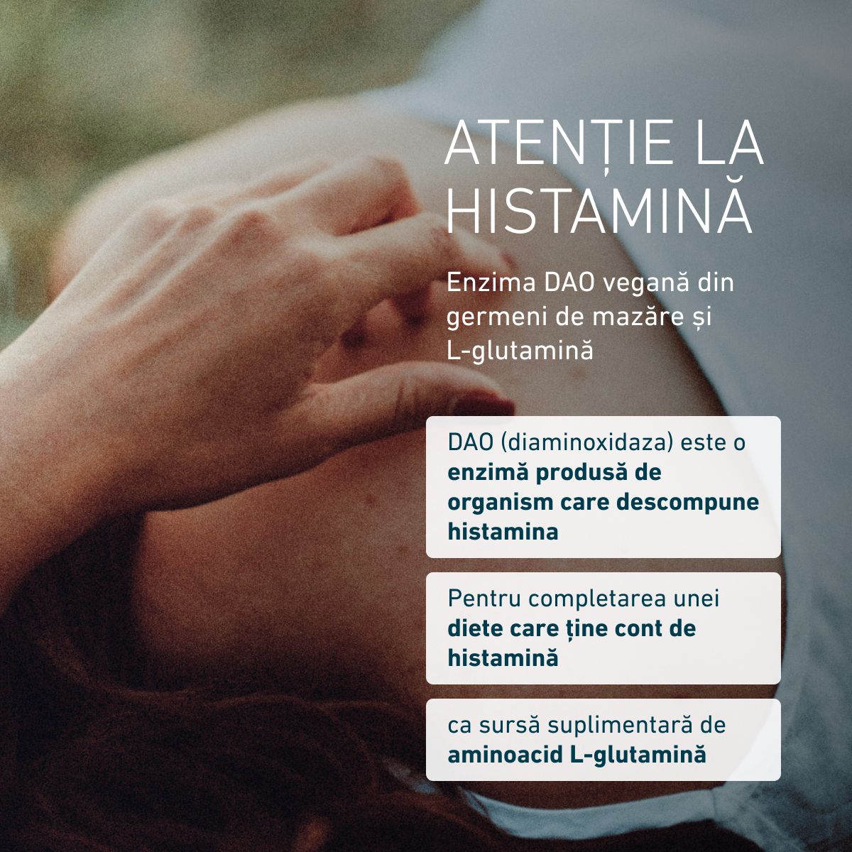 Biogena, DAOZym® vegan, Sticlă, alb, Cu diaminoxidază (DAO) din germeni de mazăre și L-glutamină