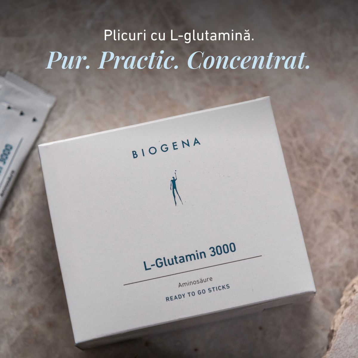 Biogena, L-Glutamin 3000, Cutie, alb, Aminoacid stick gata de luat
