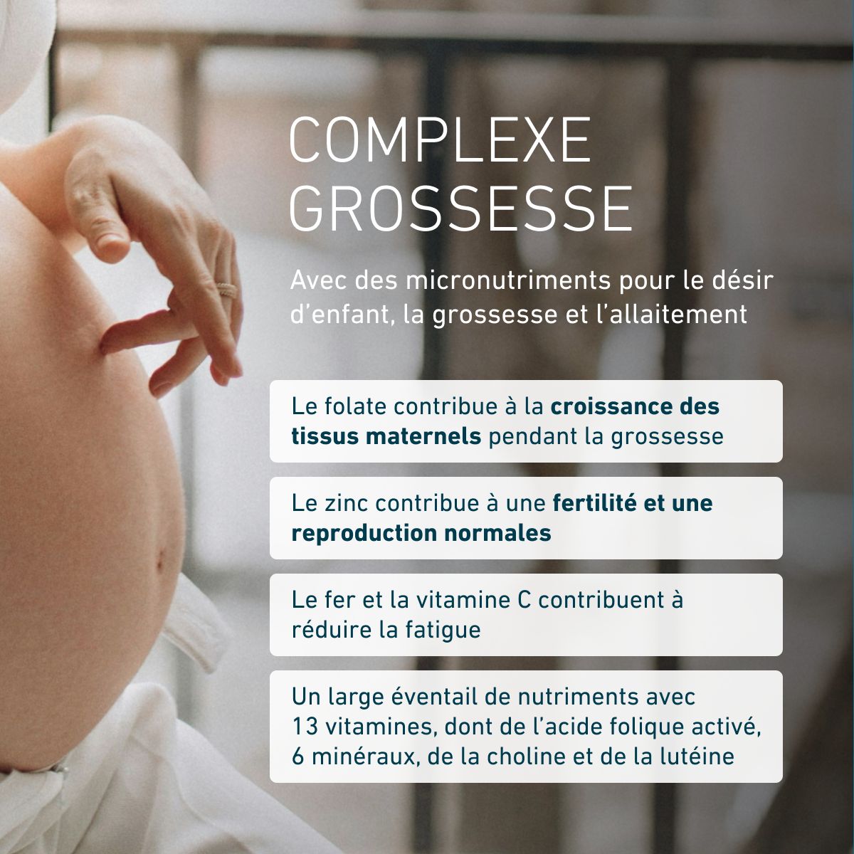Biogena, Nutrifem® Basic, Bouteille, blanc, Micronutriments pour la grossesse, l’allaitement et en cas de désir d’enfant® Avec de la lutéine & du folate activé