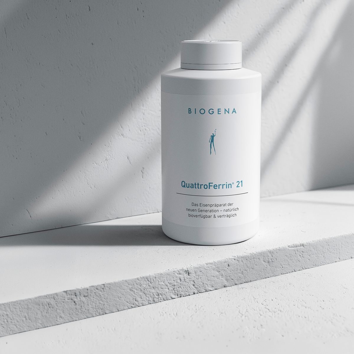 Biogena, QuattroFerrin® 21, Bottle, white, The iron preparation of the new generation – naturally bioavailable & well tolerated