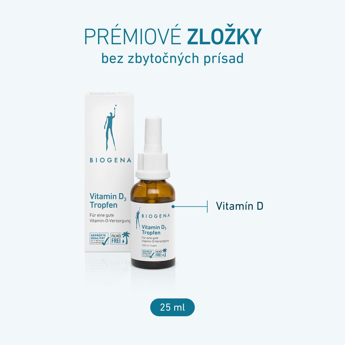 Biogena, Vitamin D₃ Tropfen, Fľaša, biela, Pre dobré zásobenie vitamínom D 1000 IU/kvapka