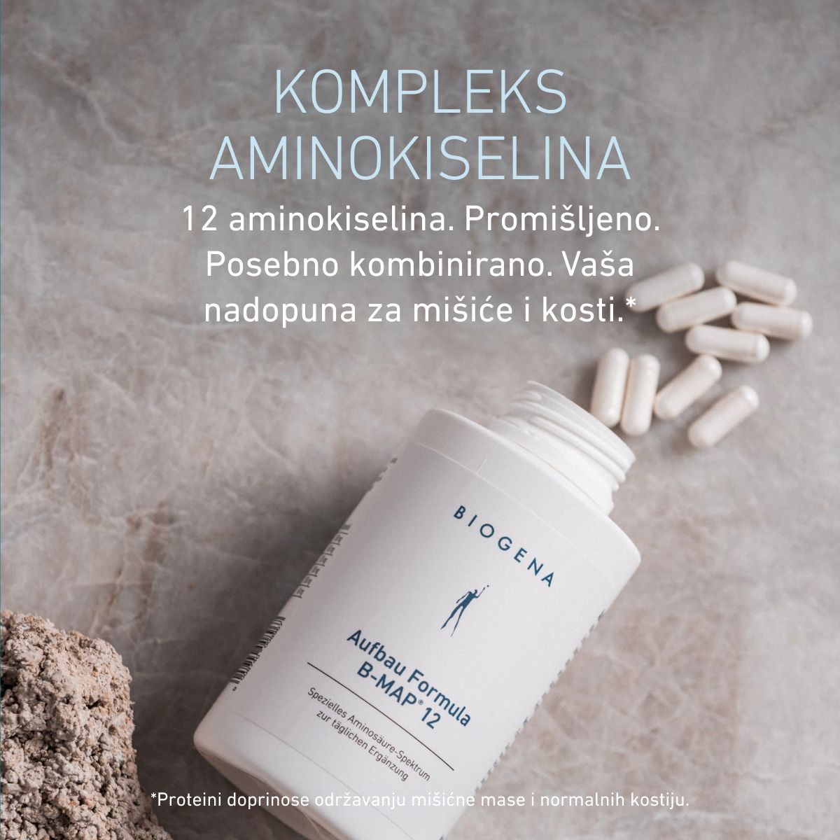 Biogena, Aufbau Formula B-MAP°12, Boca, bijela, Poseban spektar aminokiselina za svakodnevnu nadopunu