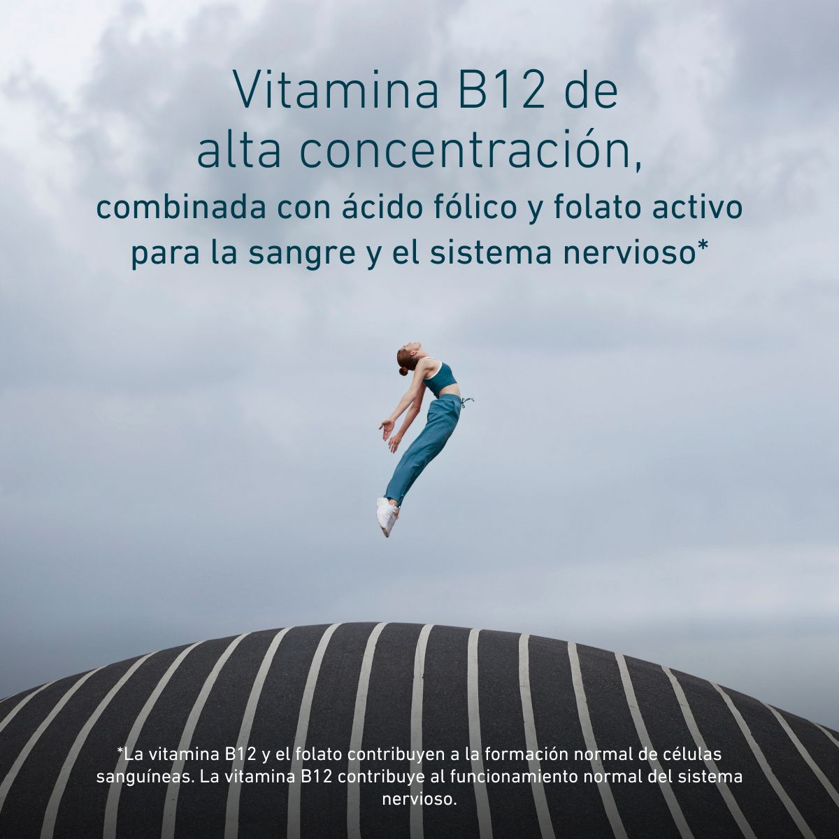 Biogena, B12 Folsäure, Botella, blanco, Metilcobalamina y folato activado