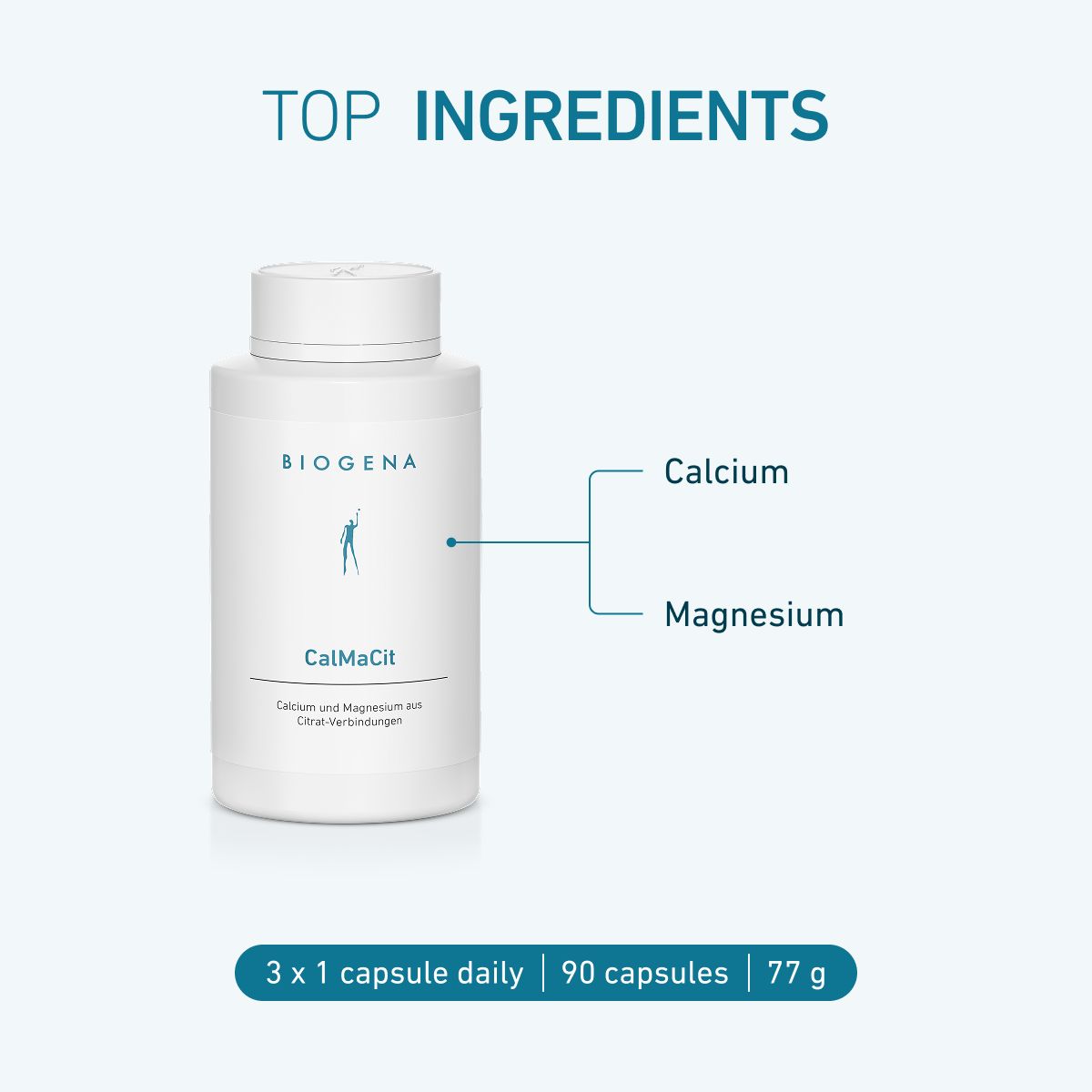 Biogena, CalMaCit, Bottle, white, Calcium and magnesium from citrate compounds