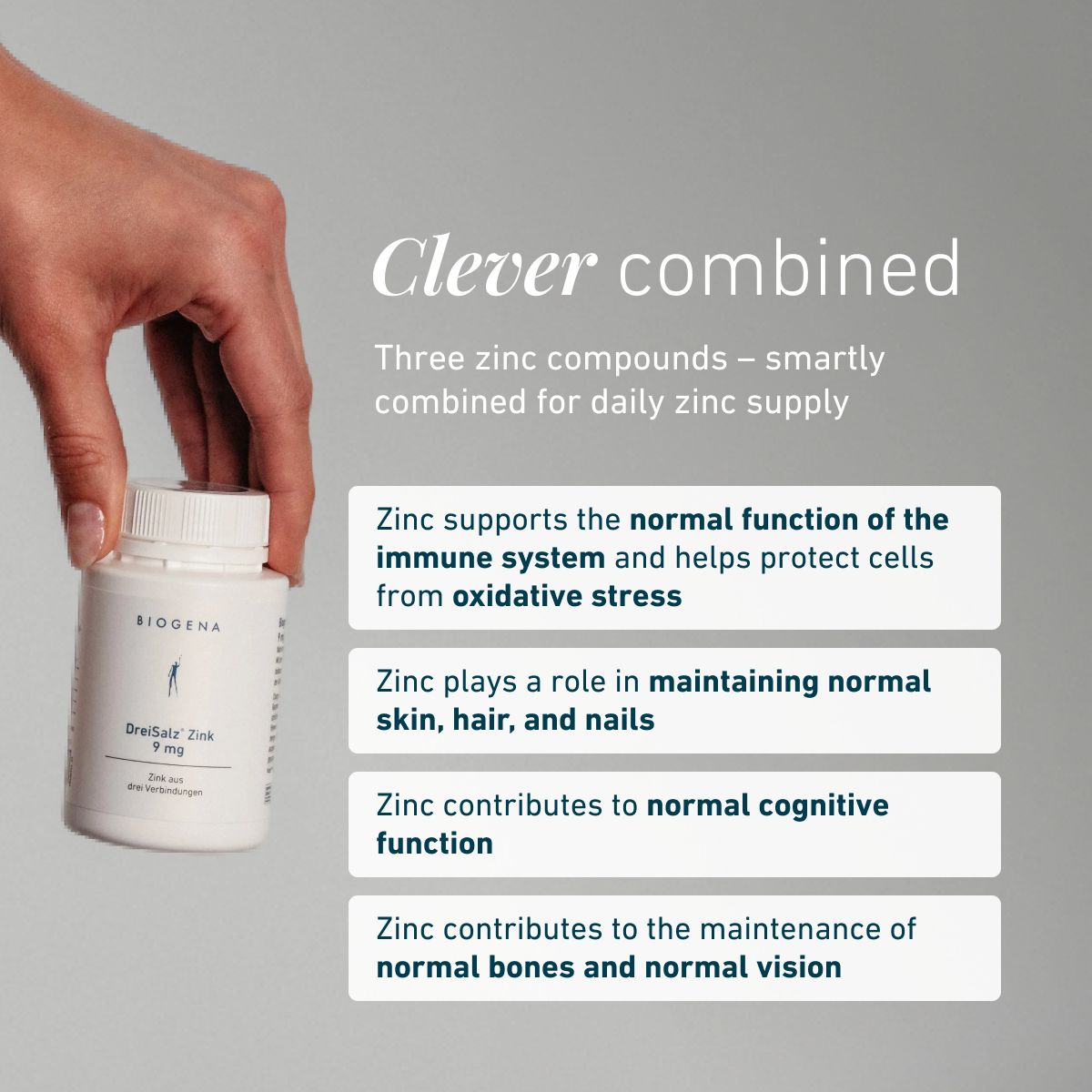 Biogena, DreiSalz® Zink 9 mg, Bottle, white, Zinc from three compounds