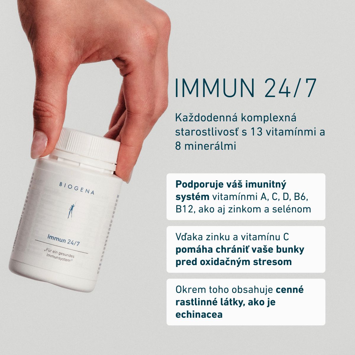 Biogena, Immun 24/7, Fľaša, biela, Pre zdravý imunitný systém®