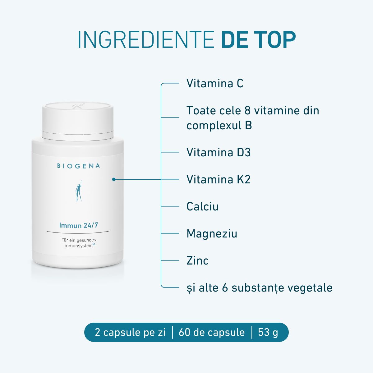 Biogena, Immun 24/7, Sticlă, alb, Pentru un sistem imunitar sănătos®