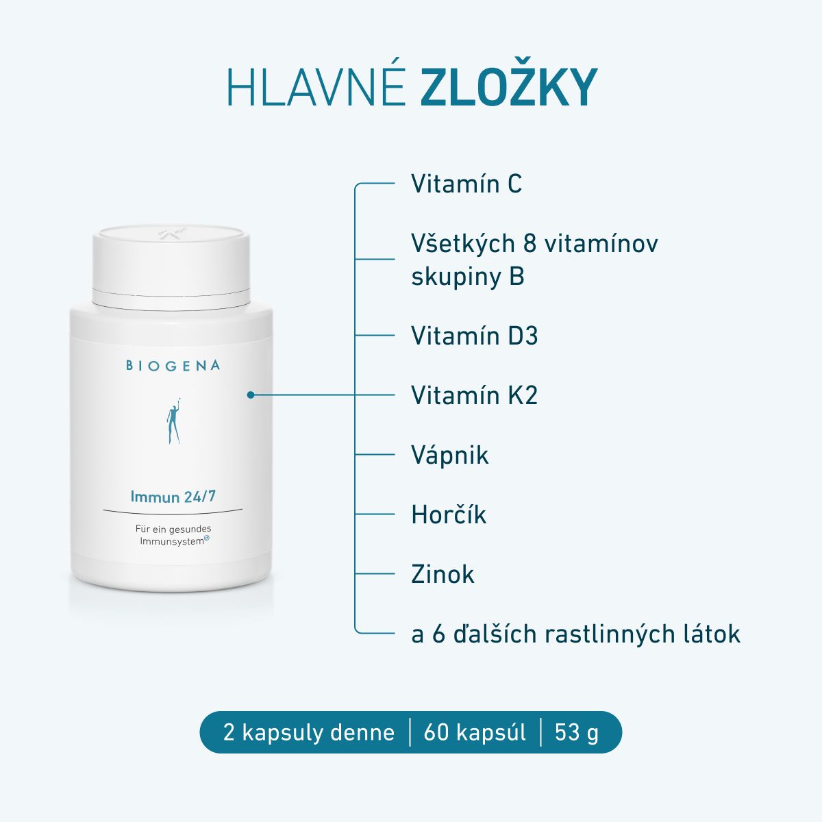 Biogena, Immun 24/7, Fľaša, biela, Pre zdravý imunitný systém®