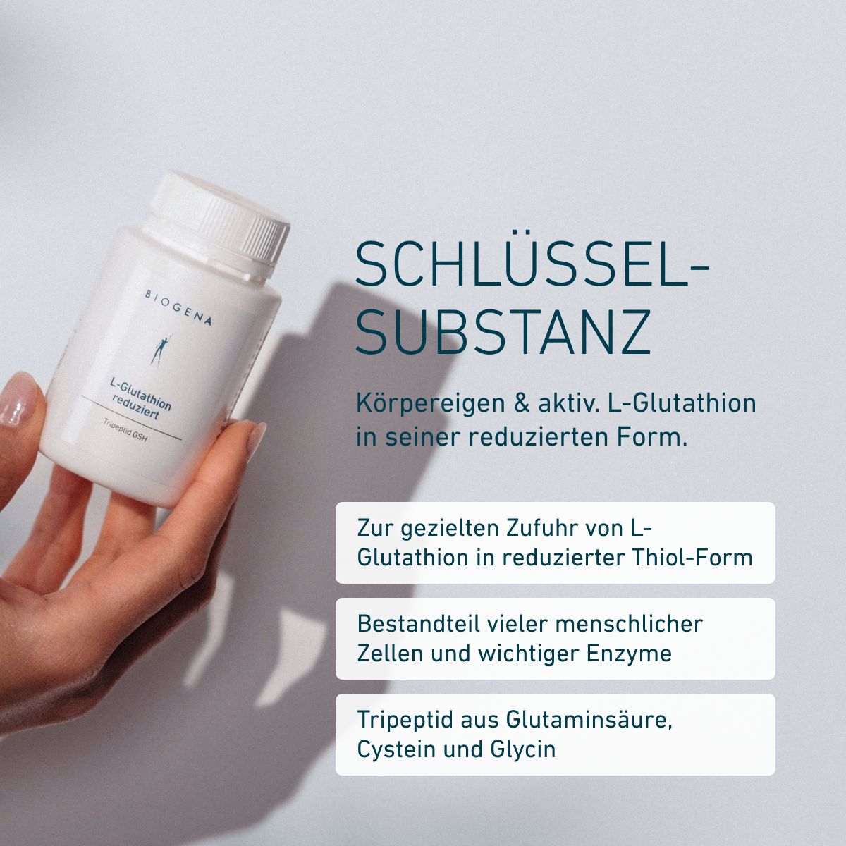 Biogena, L-Glutathion reduziert, Flasche, weiß, Tripeptid GSH