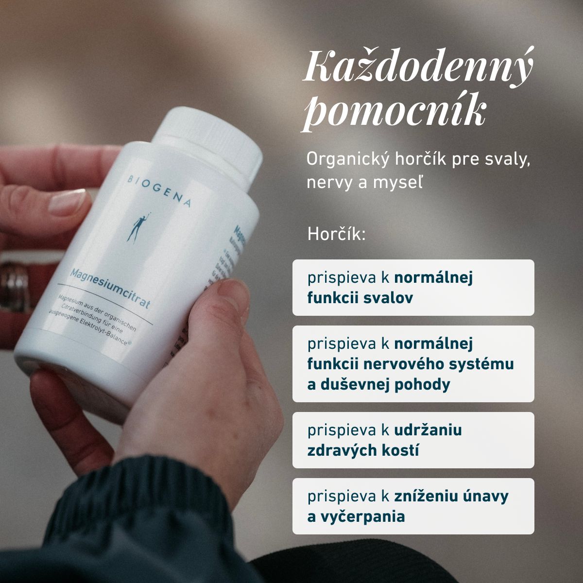 Biogena, Magnesium-citrat, Fľaša, biela, Horčík z organickej citrátovej zlúčeniny pre vyváženú elektrolytovú rovnováhu®