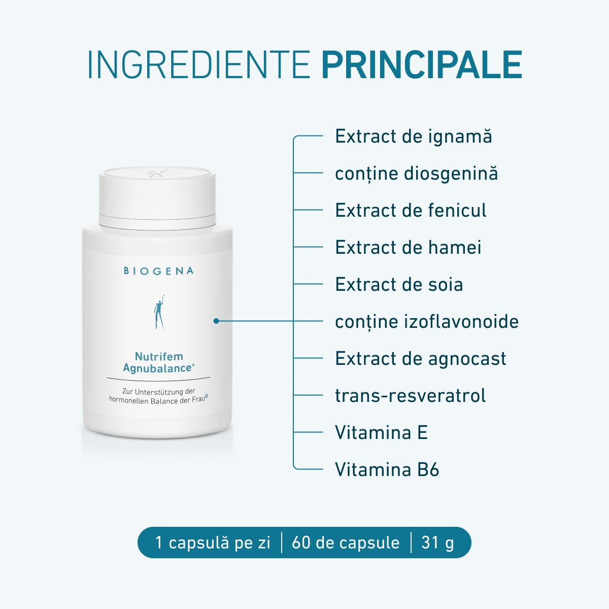 Biogena, Nutrifem Agnubalance®, Sticlă, alb, Pentru susținerea echilibrului hormonal al femeii®