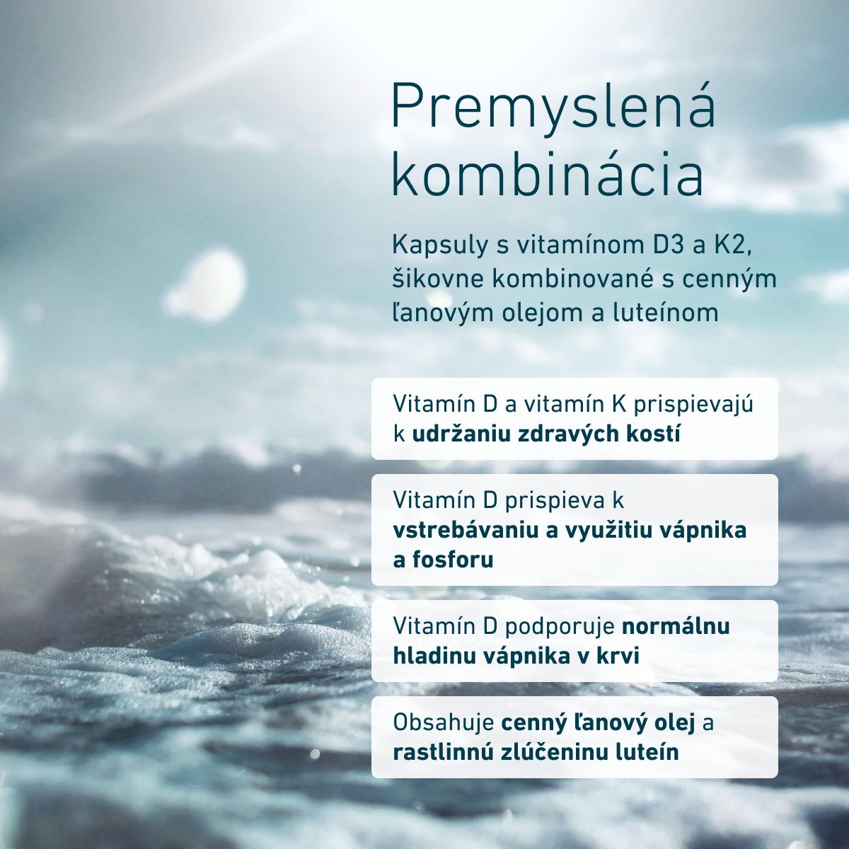 Biogena, Vitamin D₃ & K₂, Fľaša, biela, S ľanovým olejom