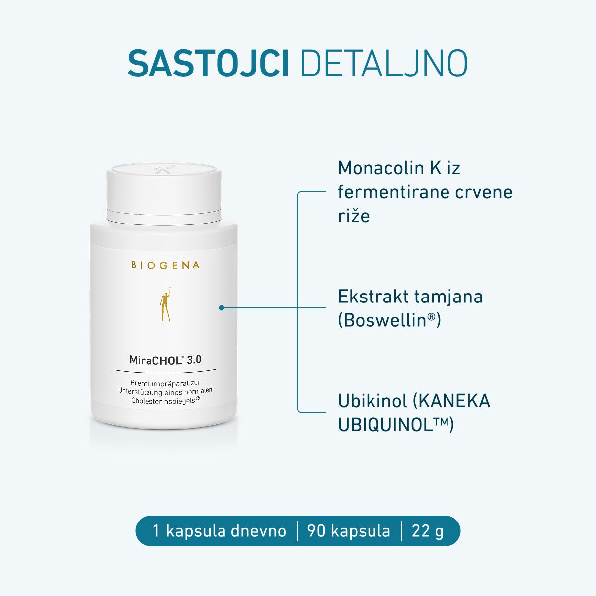 Biogena, MiraCHOL® 3.0, Boca, bijela, Premium pripravak za potporu normalne razine kolesterola®