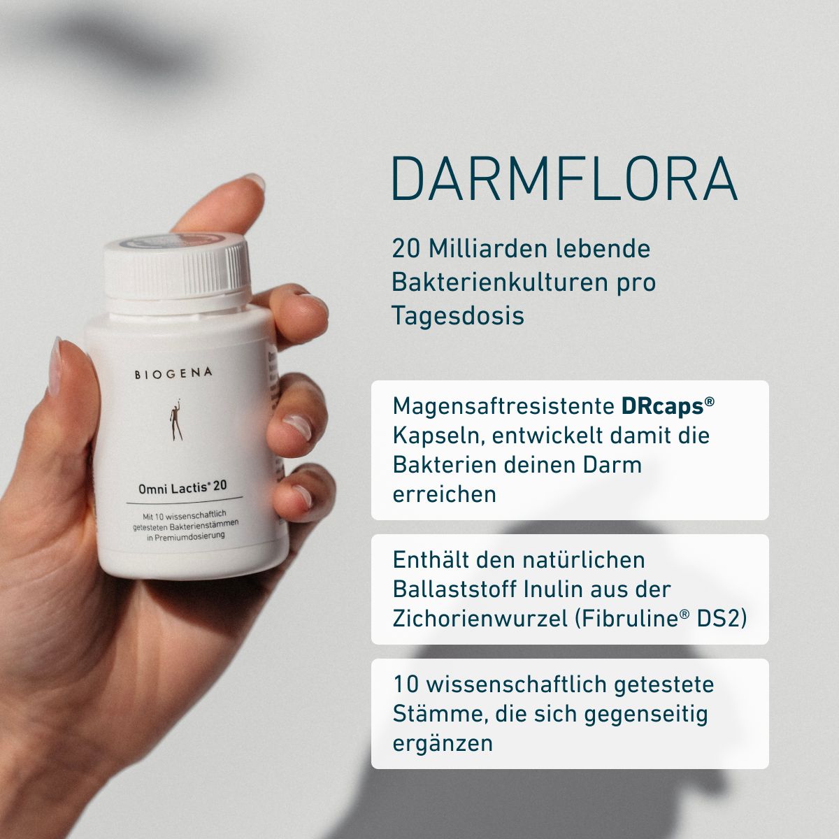 Biogena, Omni Lactis® 20, Flasche, weiß, Mit 10 wissenschaftlich getesteten Bakterienstämmen in Premiumdosierung