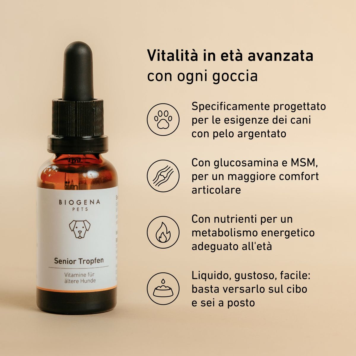Biogena, Senior Tropfen, Bottiglia, bianco, Vitamine per cani anziani