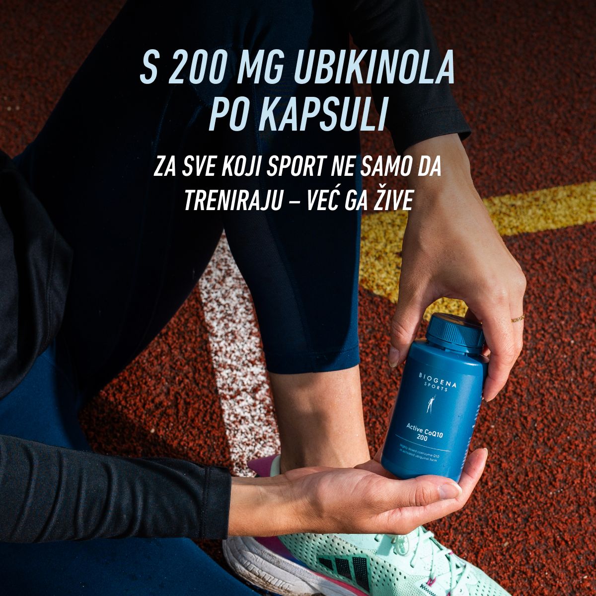 Biogena Sports, Active CoQ10 200, Boca, petrol, Visoko dozirani koenzim Q10 u aktiviranom obliku ubikinola