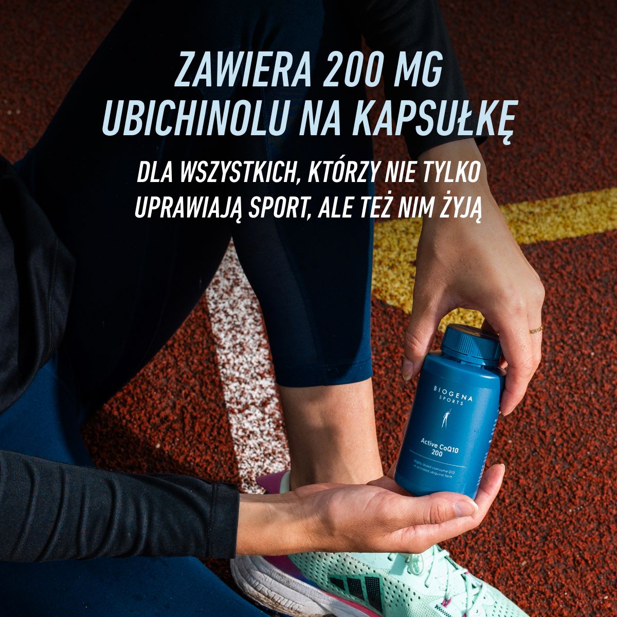 Biogena Sports, Active CoQ10 200, Butelka, petrol, Wysoko dawkowany koenzym Q10 w aktywowanej formie ubichinolu