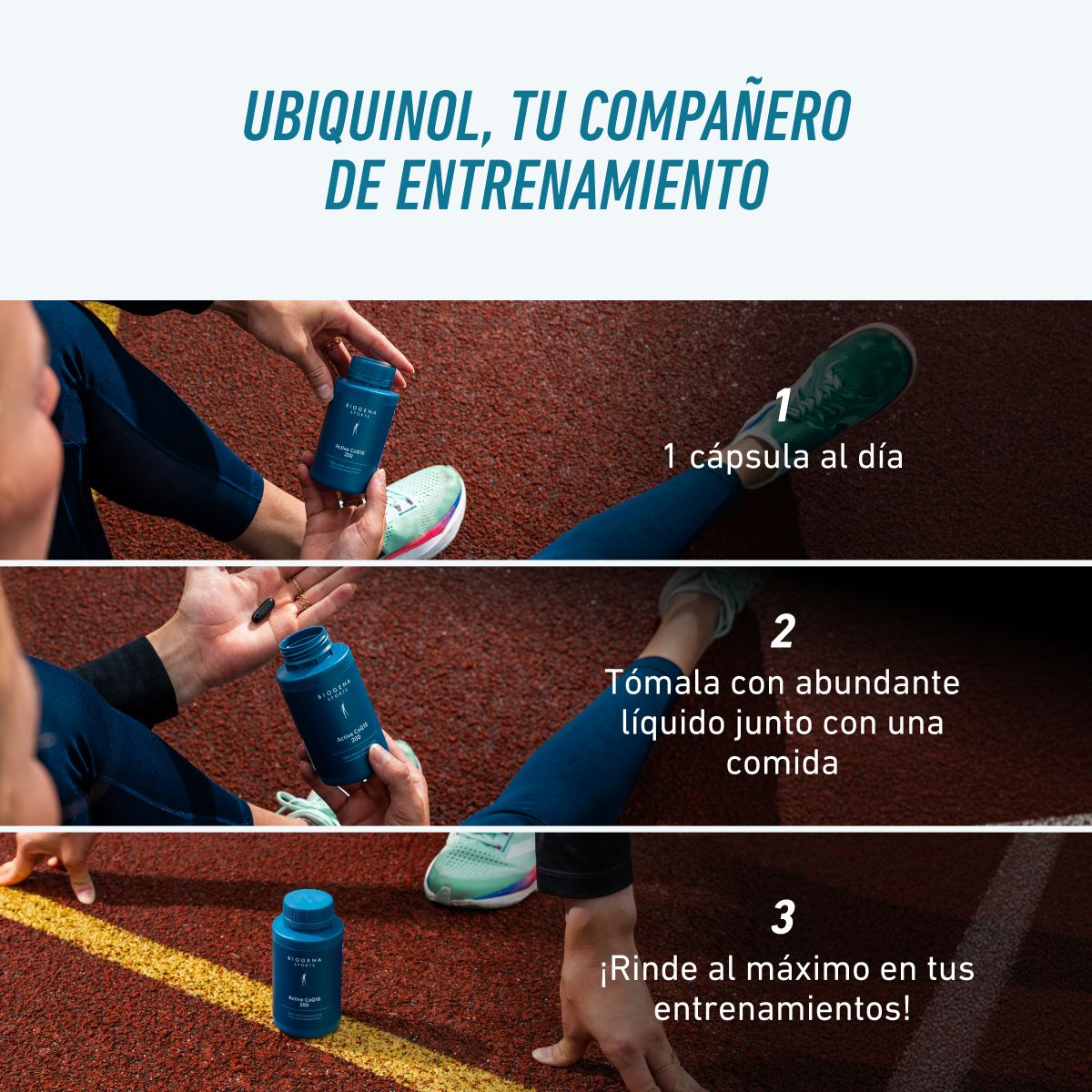 Biogena Sports, Active CoQ10 200, Botella, petrol, Coenzima Q10 de alta dosificación en forma de ubiquinol activada