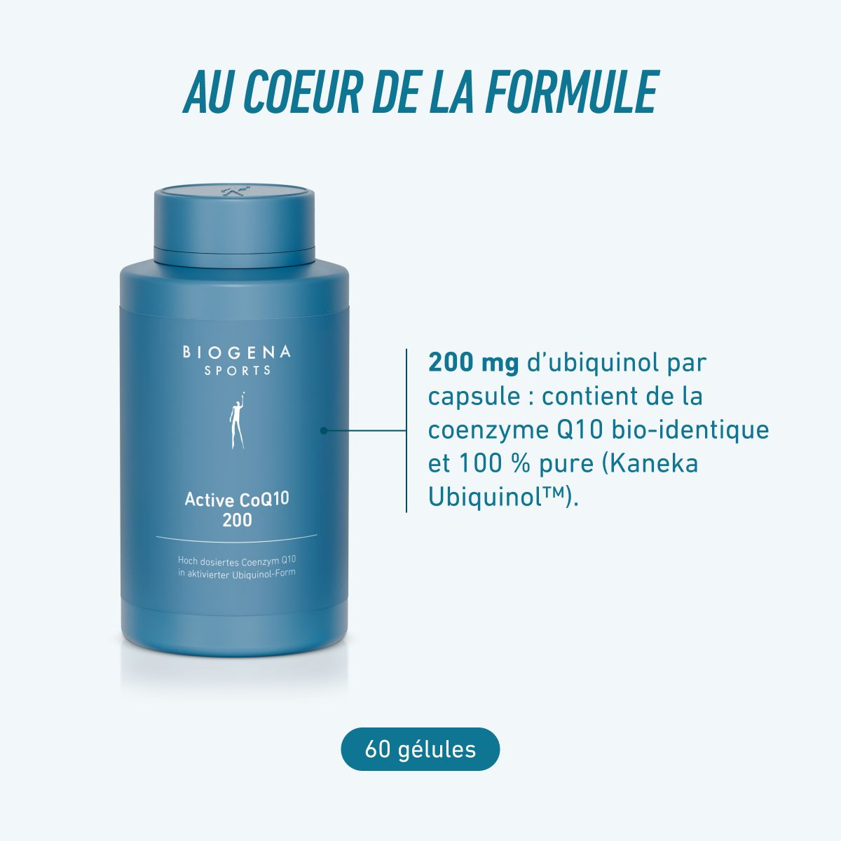 Biogena Sports, Active CoQ10 200, Bouteille, pétrole, Coenzyme Q10 hautement dosé sous forme d’ubiquinol activée
