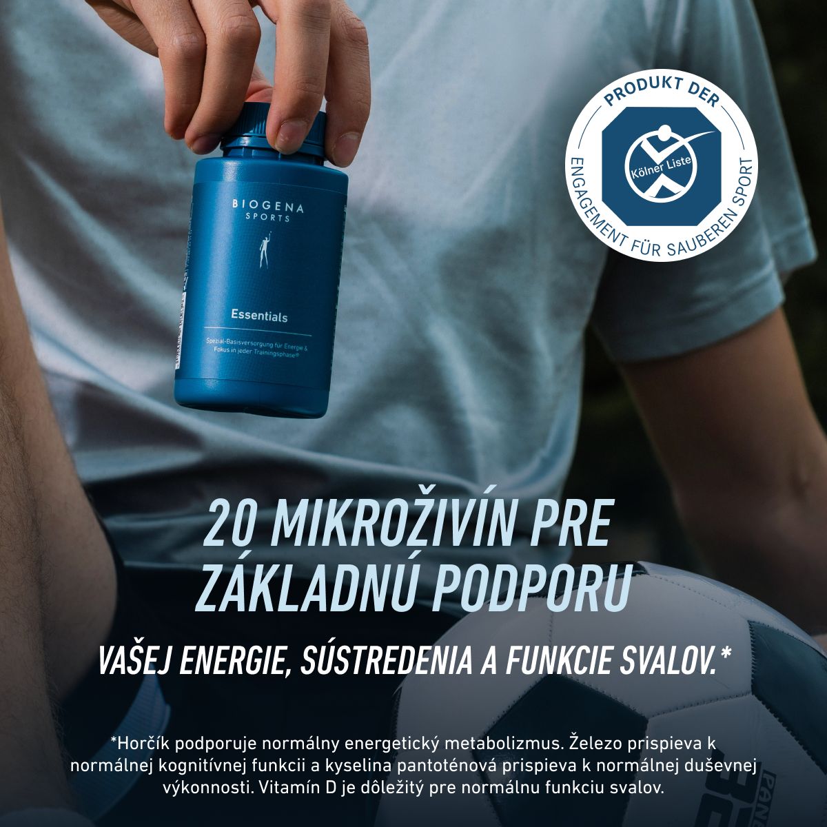 Biogena Sports, Essentials, Fľaša, petrol, Špeciálne základné zásobenie pre energiu a sústredenie v každej fáze tréningu®