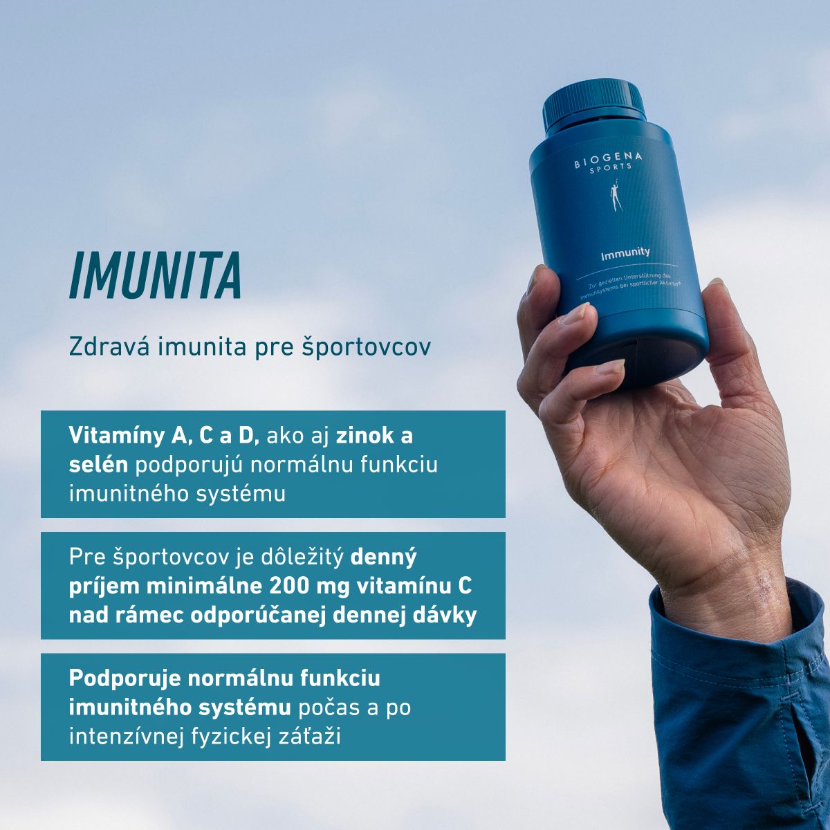 Biogena Sports, Immunity, Fľaša, petrol, Na cielenú podporu imunitného systému pri športovej aktivite®