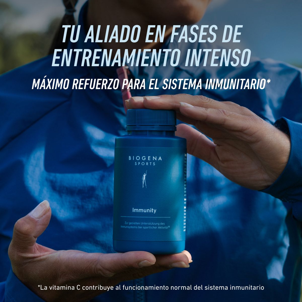 Biogena Sports, Immunity, Botella, petrol, Para el apoyo específico del sistema inmunitario durante la actividad deportiva®