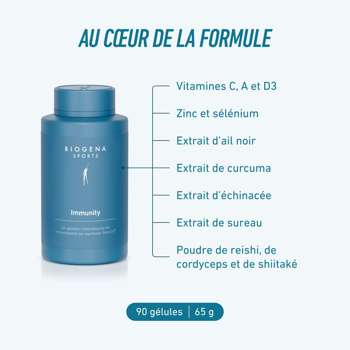 Biogena Sports, Immunity, Bouteille, pétrole, Pour un soutien ciblé du système immunitaire lors d’une activité sportive®