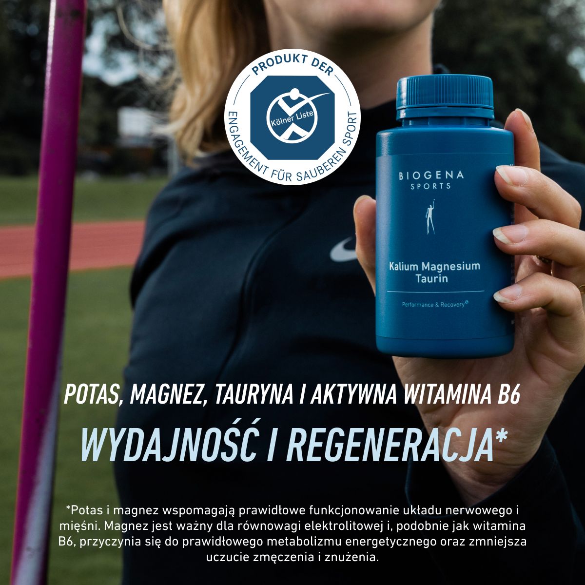 Biogena Sports, Kalium Magnesium Taurin, Butelka, petrol, Wydajność i regeneracja®
