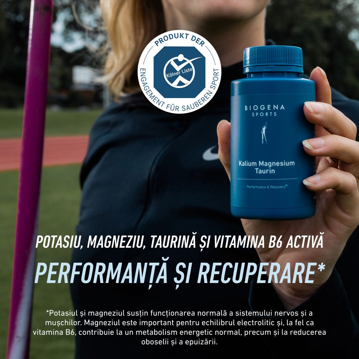 Biogena Sports, Kalium Magnesium Taurin, Sticlă, petrol, Performanță & recuperare®