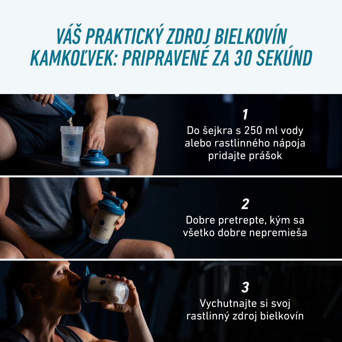 Biogena Sports, Vegan Protein Sticks, Kartón, petrol, CS 198/18: Rastlinný proteínový prášok s vysokou biologickou hodnotou, ako aj cennými BCAA