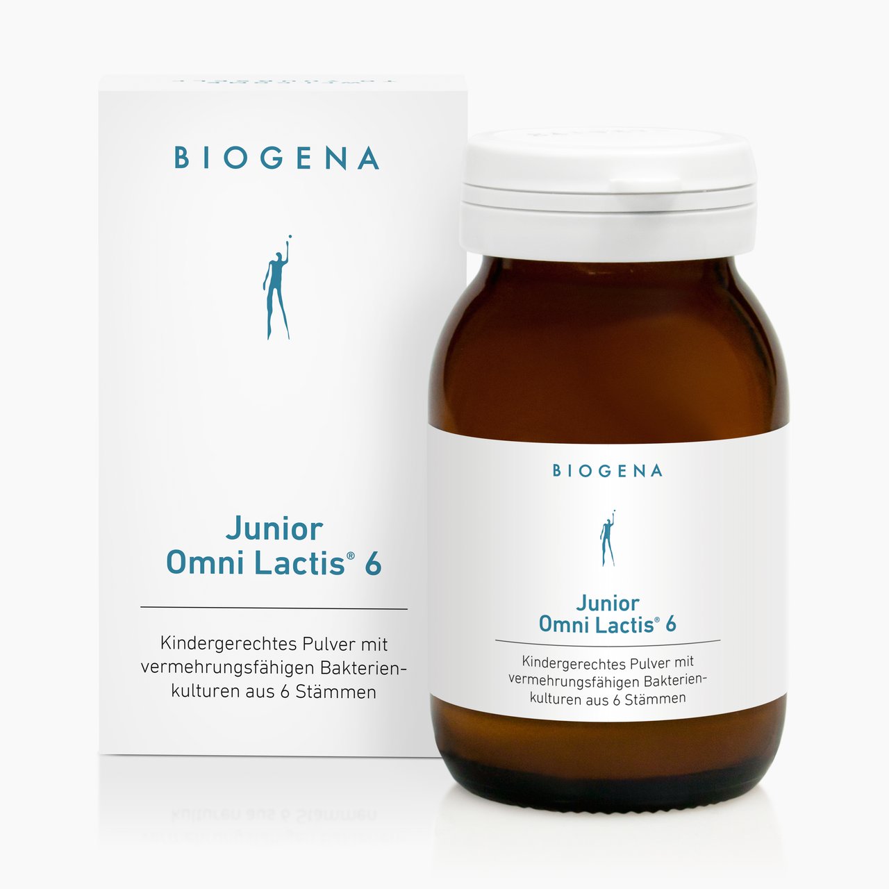 Biogena, Junior Omni Lactis® 6, Kartón, biela, Prášok vhodný pre deti s množiacimi sa bakteriálnymi kultúrami zo 6 kmeňov