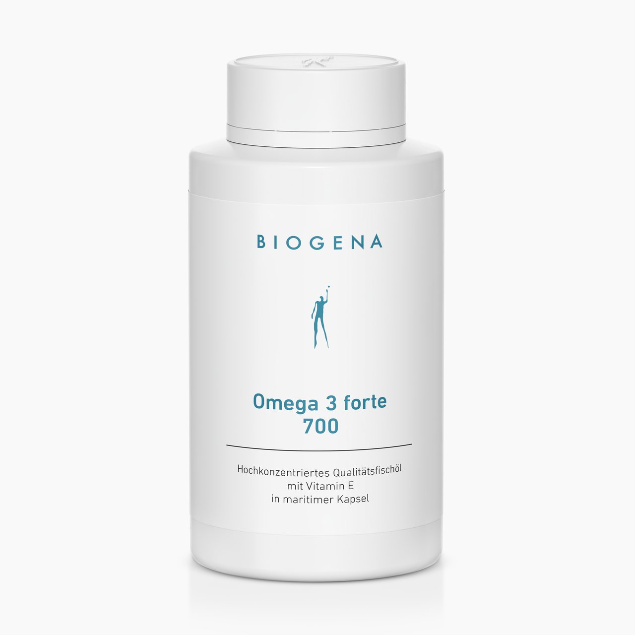 Biogena, Omega 3 forte 700, Flasche, weiß, Hochkonzentriertes Qualitätsfischöl mit Vitamin E in maritimer Kapsel