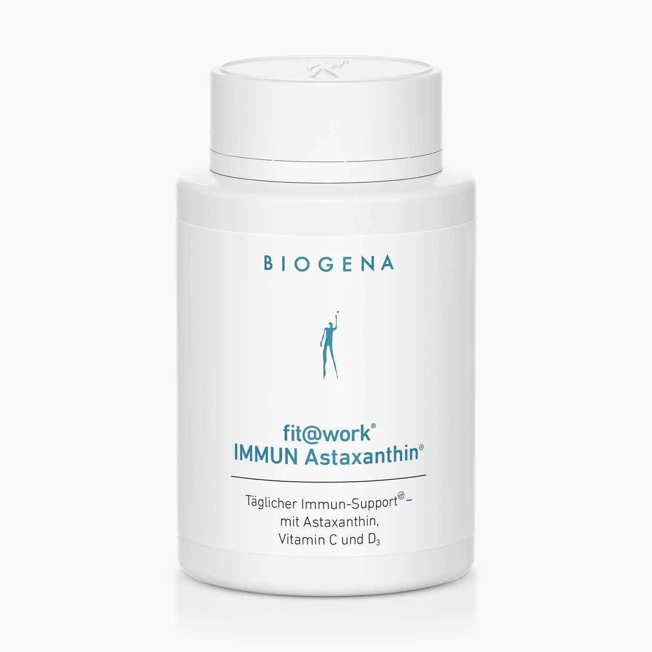 Biogena, fit@work® IMMUN Astaxanthin®, Flasche, weiß, Täglicher Immun-Support® – mit Astaxanthin, Vitamin C und D3