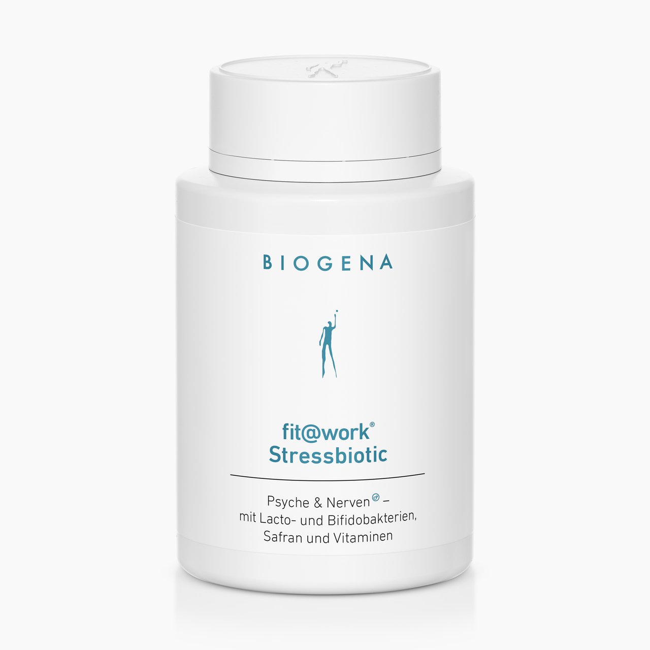 Biogena, fit@work® Stressbiotic, Flasche, weiß, Psyche & Nerven®- mit Lacto- und Bifidobakterien, Safran und Vitaminen