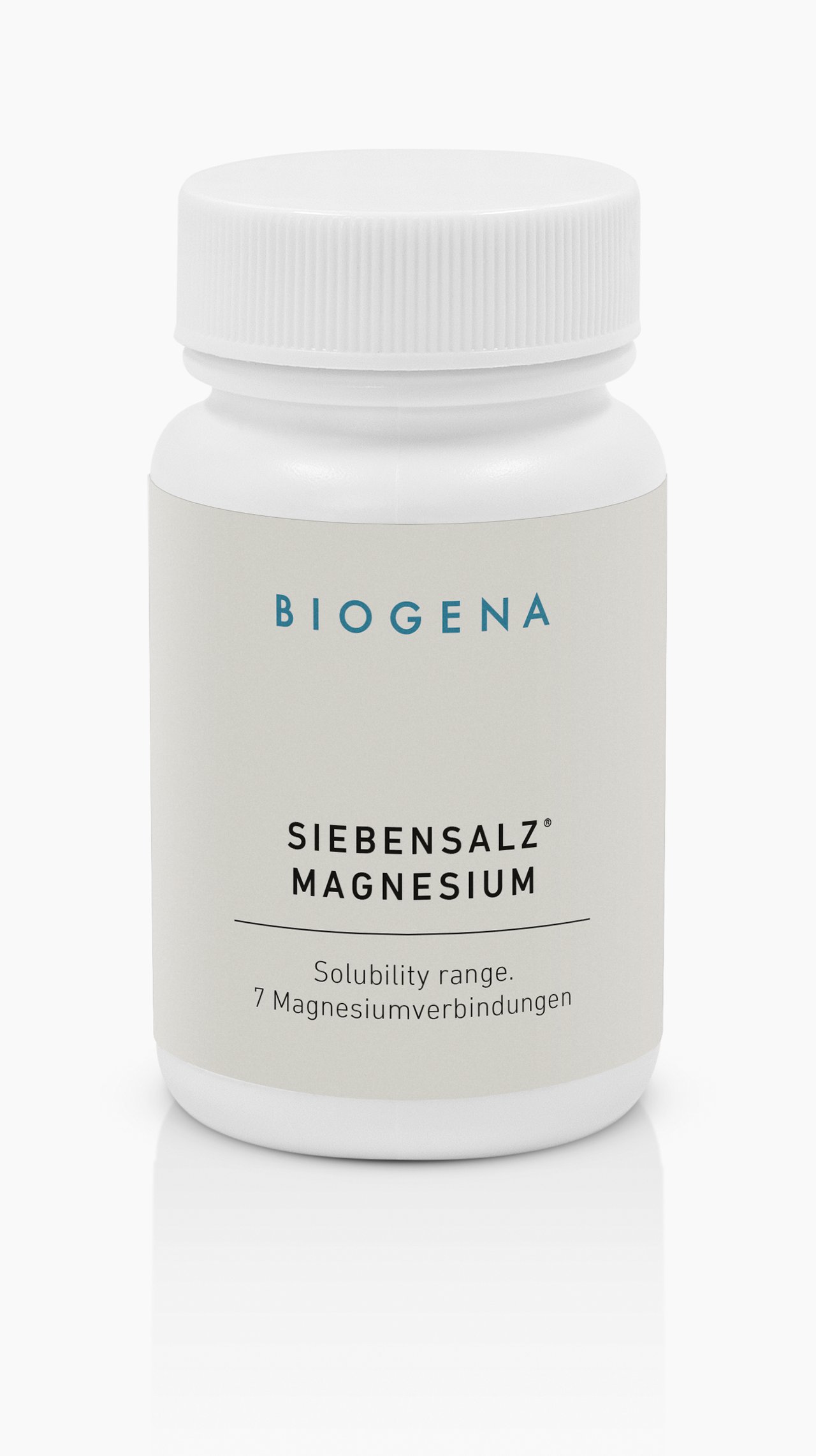 Biogena, SIEBENSALZ® MAGNESIUM, Flasche, weiß, Löslichkeitsbereich. 7 Magnesiumverbindungen