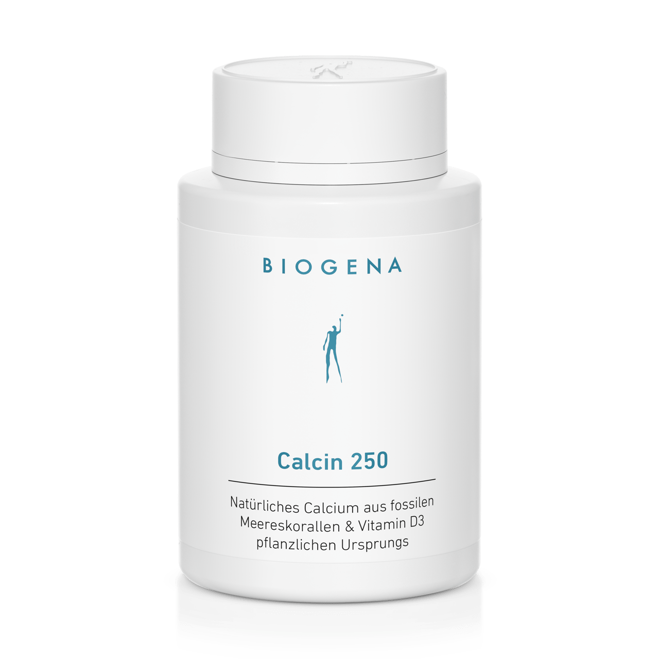 Biogena, Calcin 250, Sticlă, alb, Calciu natural din corali marini fosili & vitamina D3 de origine vegetală