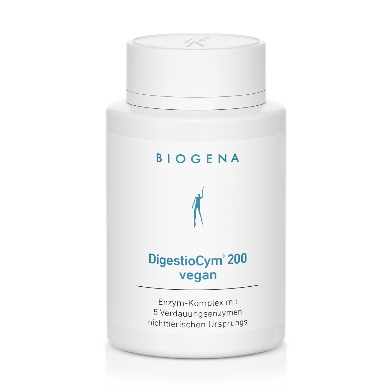 Biogena, DigestioCym® 200 vegan, Sticlă, alb, Complex enzimatic cu 5 enzime digestive de origine non-animală
