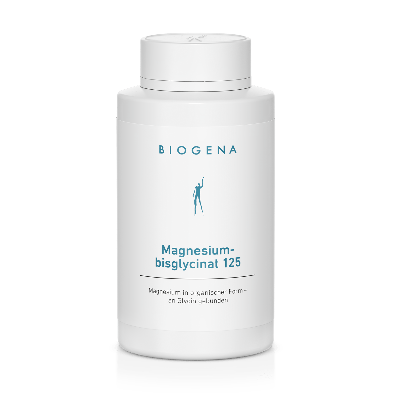 Biogena, Magnesium-bisglycinat 125, Sticlă, alb, Magneziu în formă organică – legat de glicină
