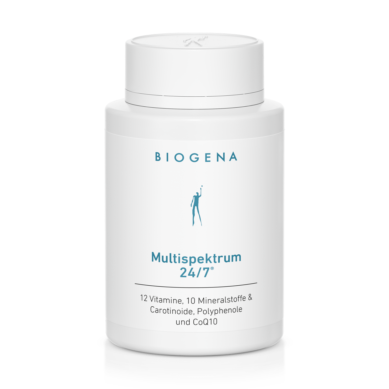 Biogena, Multispektrum 24/7®, Sticlă, alb, 12 vitamine, 10 minerale și carotenoide, polifenoli și CoQ10