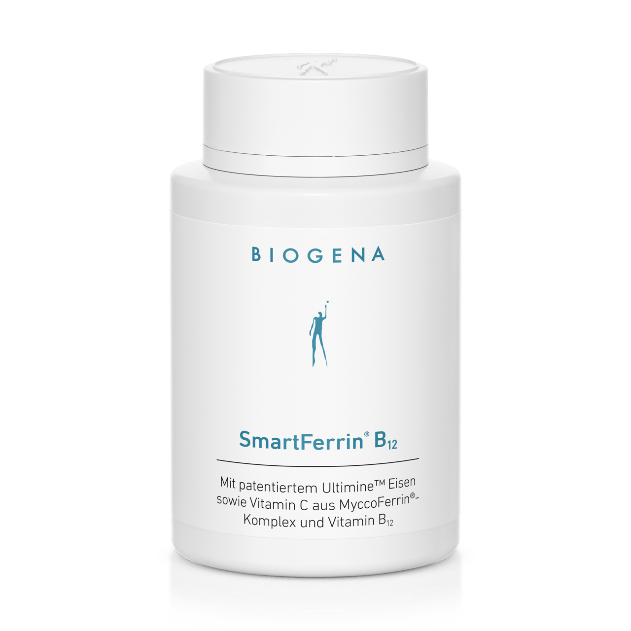 Biogena, SmartFerrin® B12, Sticlă, alb, Cu fier Ultimine™ patentat, precum și vitamina C din complexul MyccoFerrin® și vitamina B12