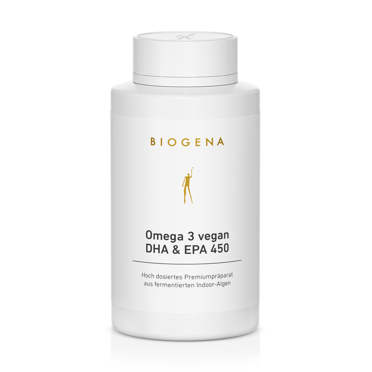 Biogena, Omega 3 vegan DHA & EPA 450, Sticlă, alb, Preparat premium cu dozaj ridicat din alge indoor fermentate
