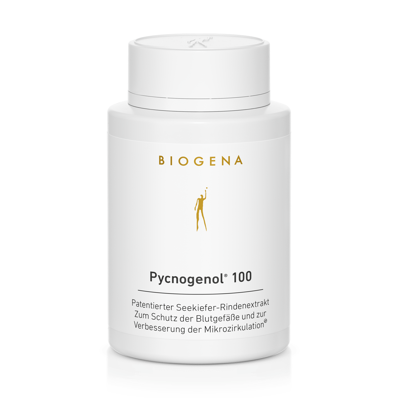 Biogena, Pycnogenol® 100, Sticlă, alb, Extract brevetat din scoarță de pin maritim Pentru protecția vaselor de sânge și pentru îmbunătățirea microcirculației®